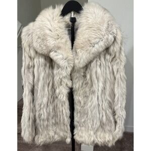 Vintage Saga Fox Fur Coat Blue Fox Women's Medium Mob Wife Festival Old Money